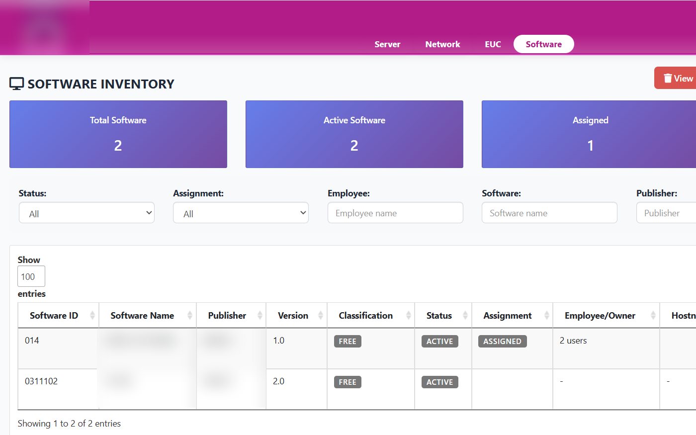 Software inventory